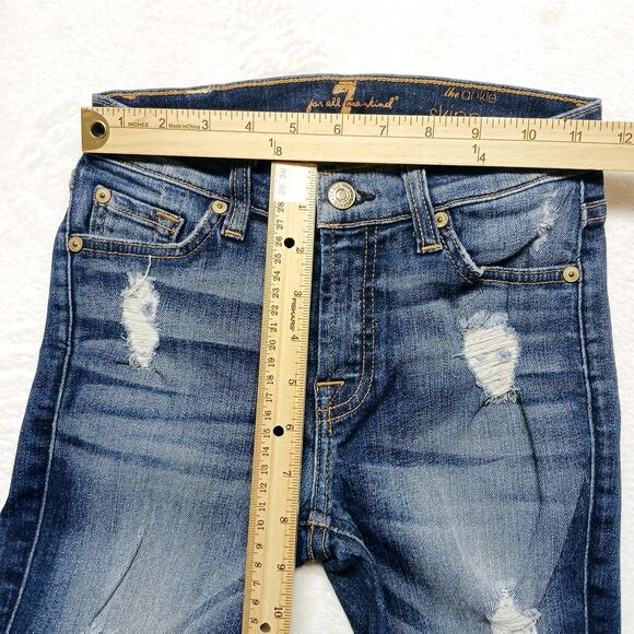 7 For All Mankind The Ankle Skinny Women's Distressed Jeans Size 24 - Picture 10 of 11